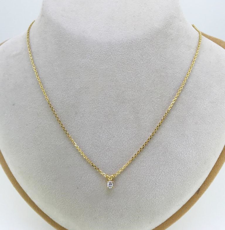 Yellow Gold Chain with Diamond Pendant