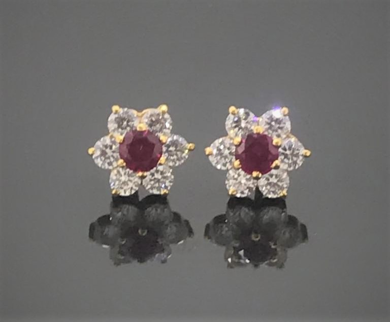 Ruby Diamond Earrings